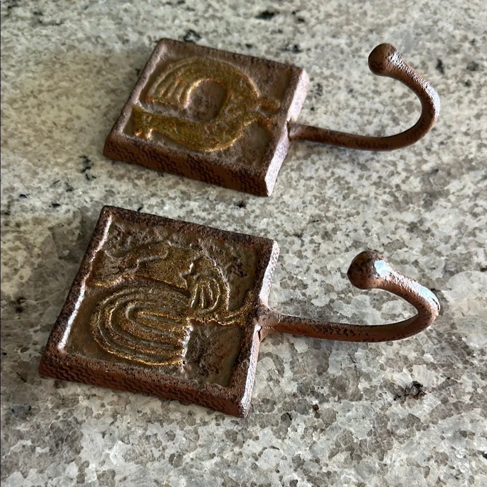 Vintage Cast Iron Rooster Hooks